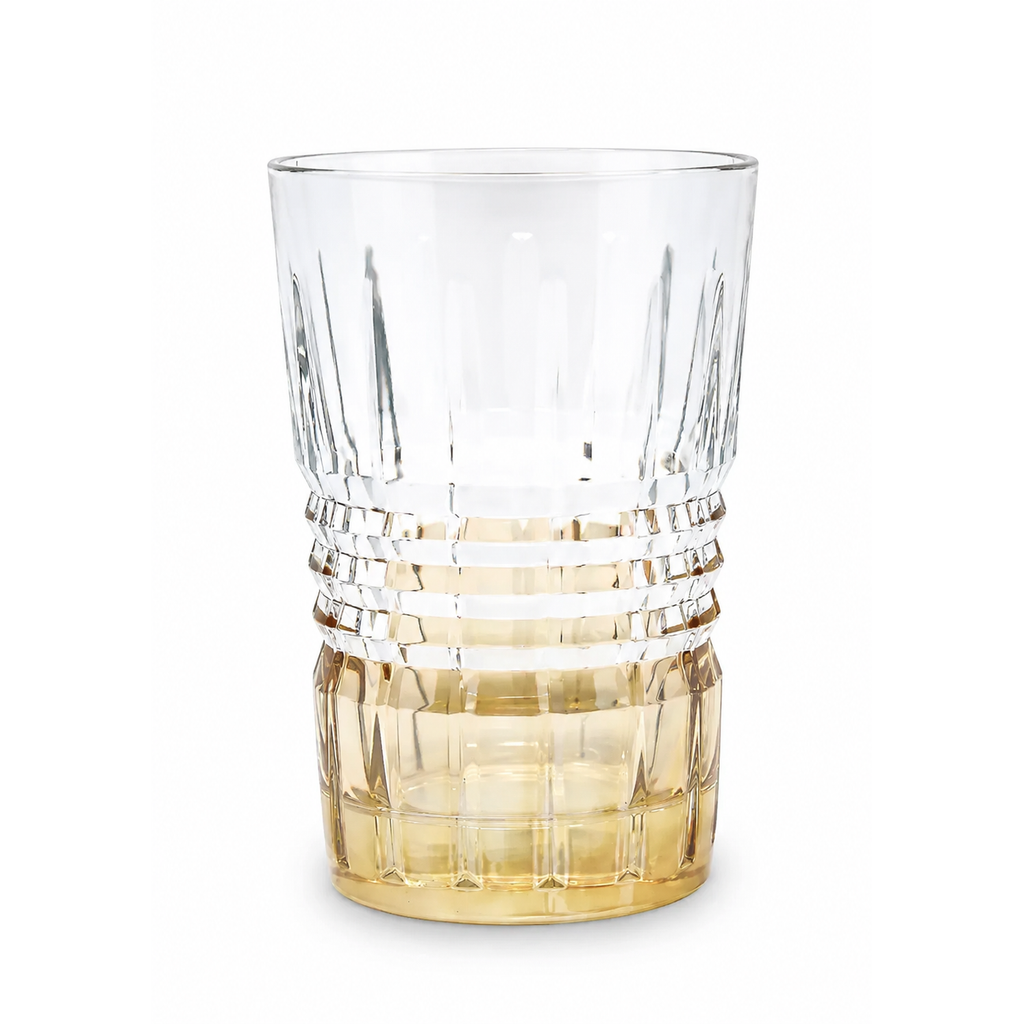 Liscio Ottico - Elegant Set of 6 Glass Glasses with Amber Shade on Bottom