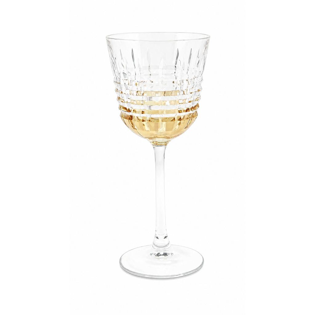 Liscio Ottico - Elegant Set of 6 Glass Glasses with Amber Shade on Bottom