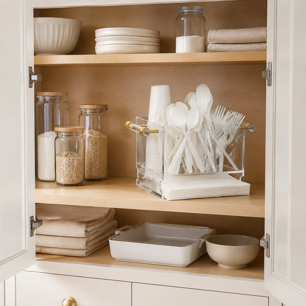 Acrylic Cutlery Holder with Clear Handles- 8.7"