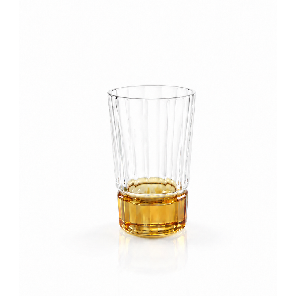 Liscio Ottico - Set of 6 Glasses with Smooth Linear and Amber Shade on the Base