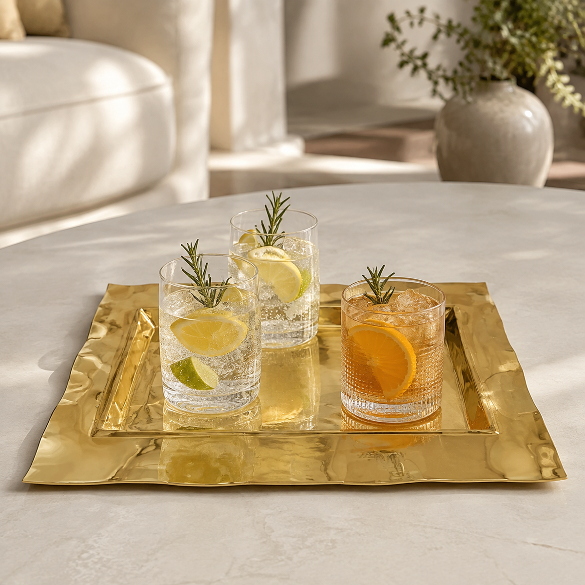 Stainless Steel Tray with Wavy Edge, 17.75"L