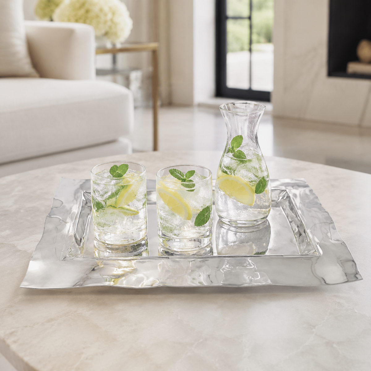 Stainless Steel Tray with Wavy Edge, 17.75"L