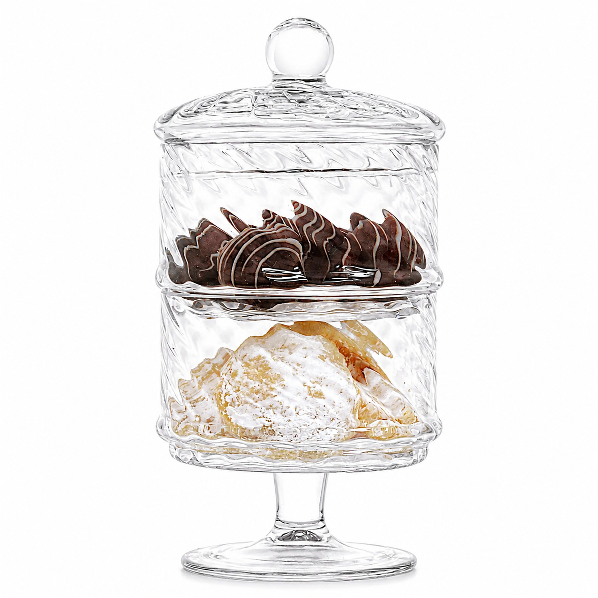 Liscio Ottico - Double Cookie Jar with Spiral Design