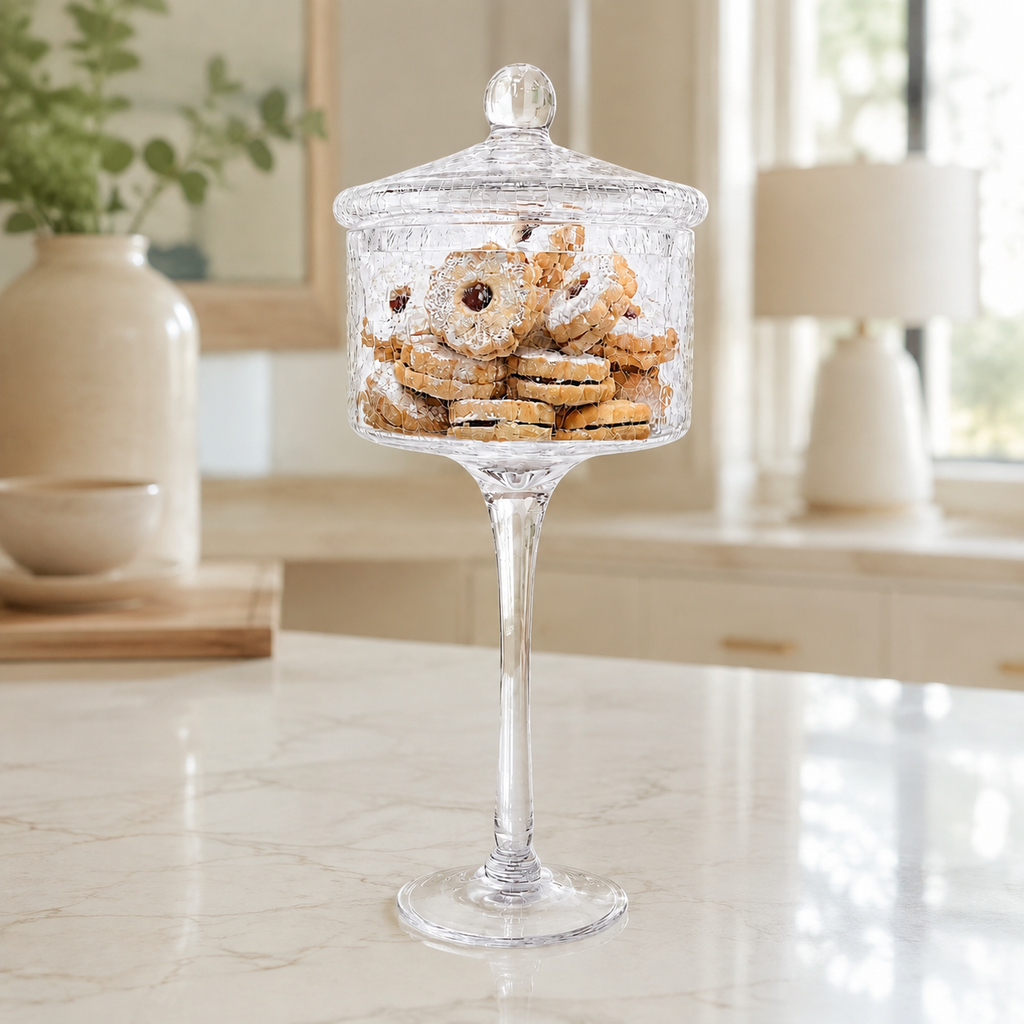 Liscio Ottico - Stemmed Cookie Jar with Ball Knob on Lid