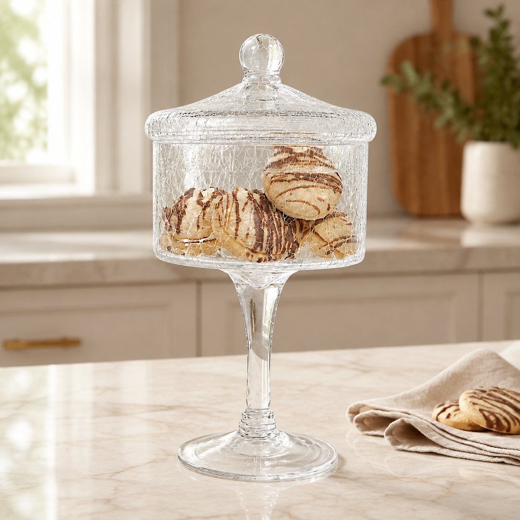 Liscio Ottico - Stemmed Cookie Jar with Ball Knob on Lid