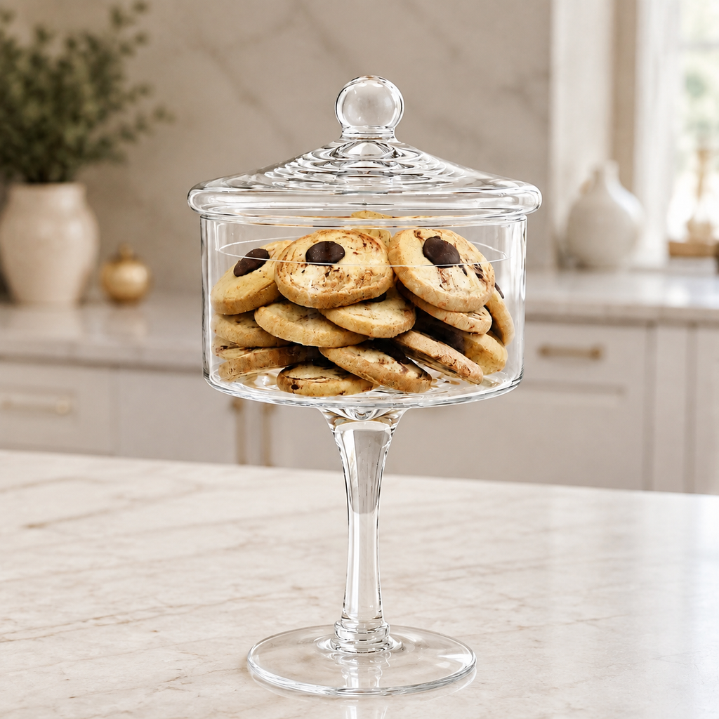 Liscio Ottico - Stemmed Cookie Jar with Ball Knob on Lid