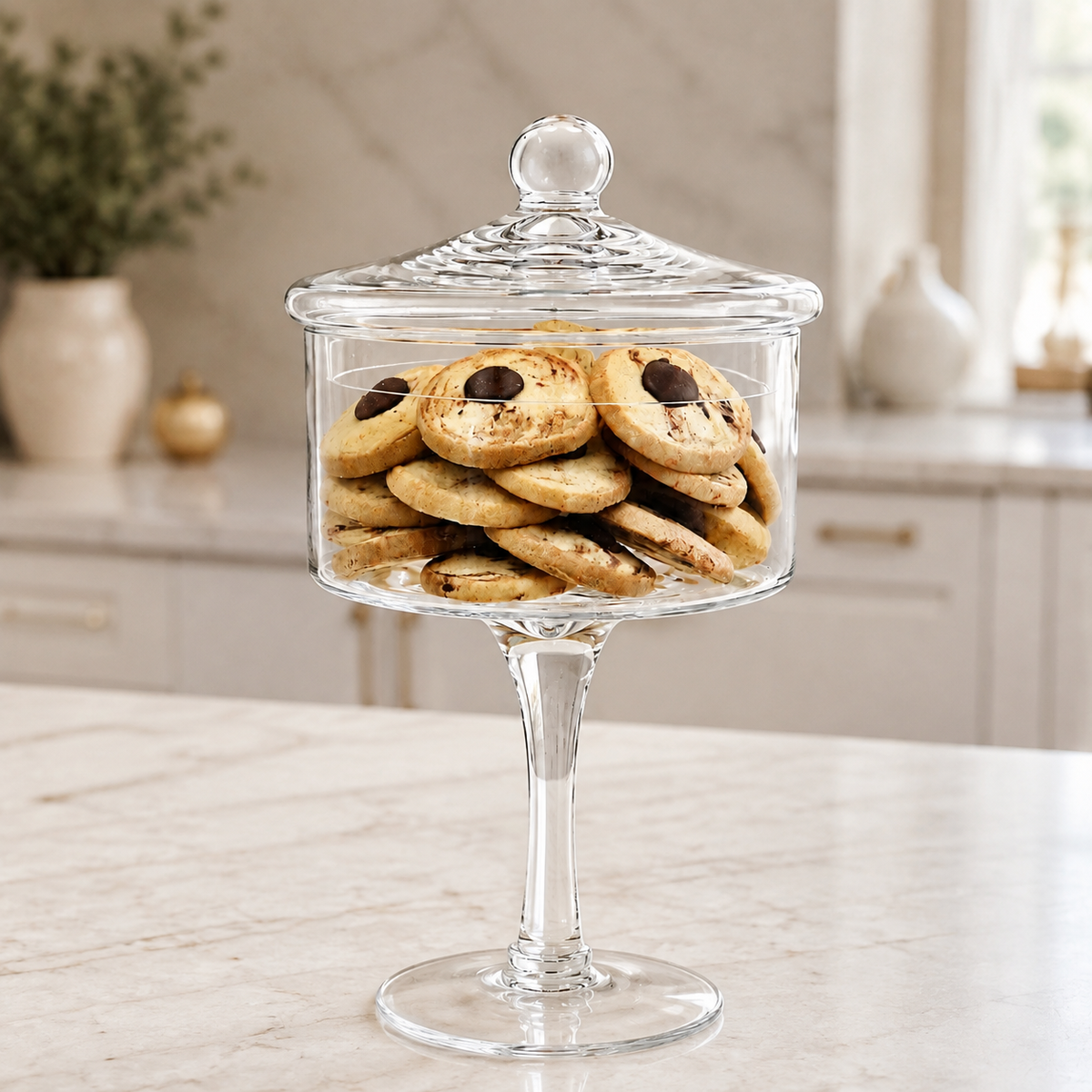 Liscio Ottico - Stemmed Cookie Jar with Ball Knob on Lid