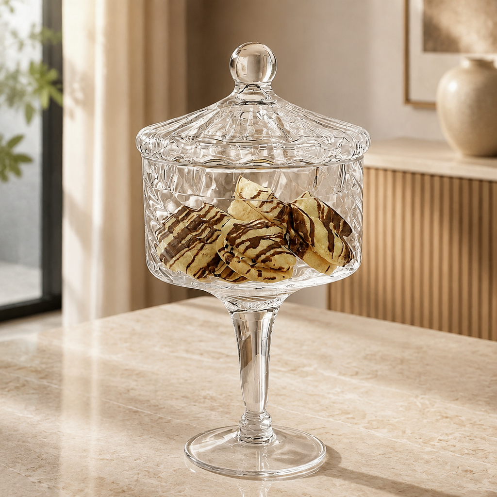 Liscio Ottico - Stemmed Cookie Jar with Ball Knob on Lid