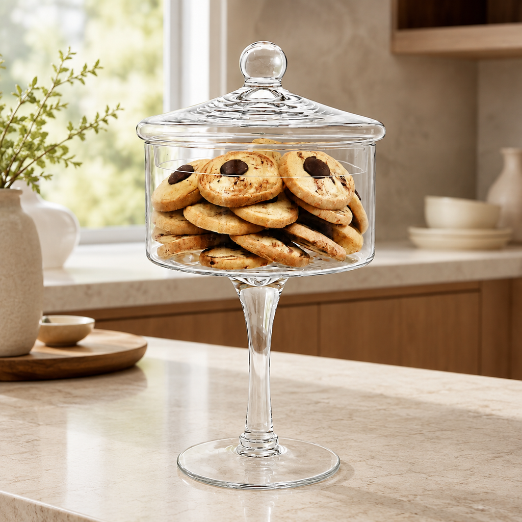 Liscio Ottico - Stemmed Cookie Jar with Ball Knob on Lid