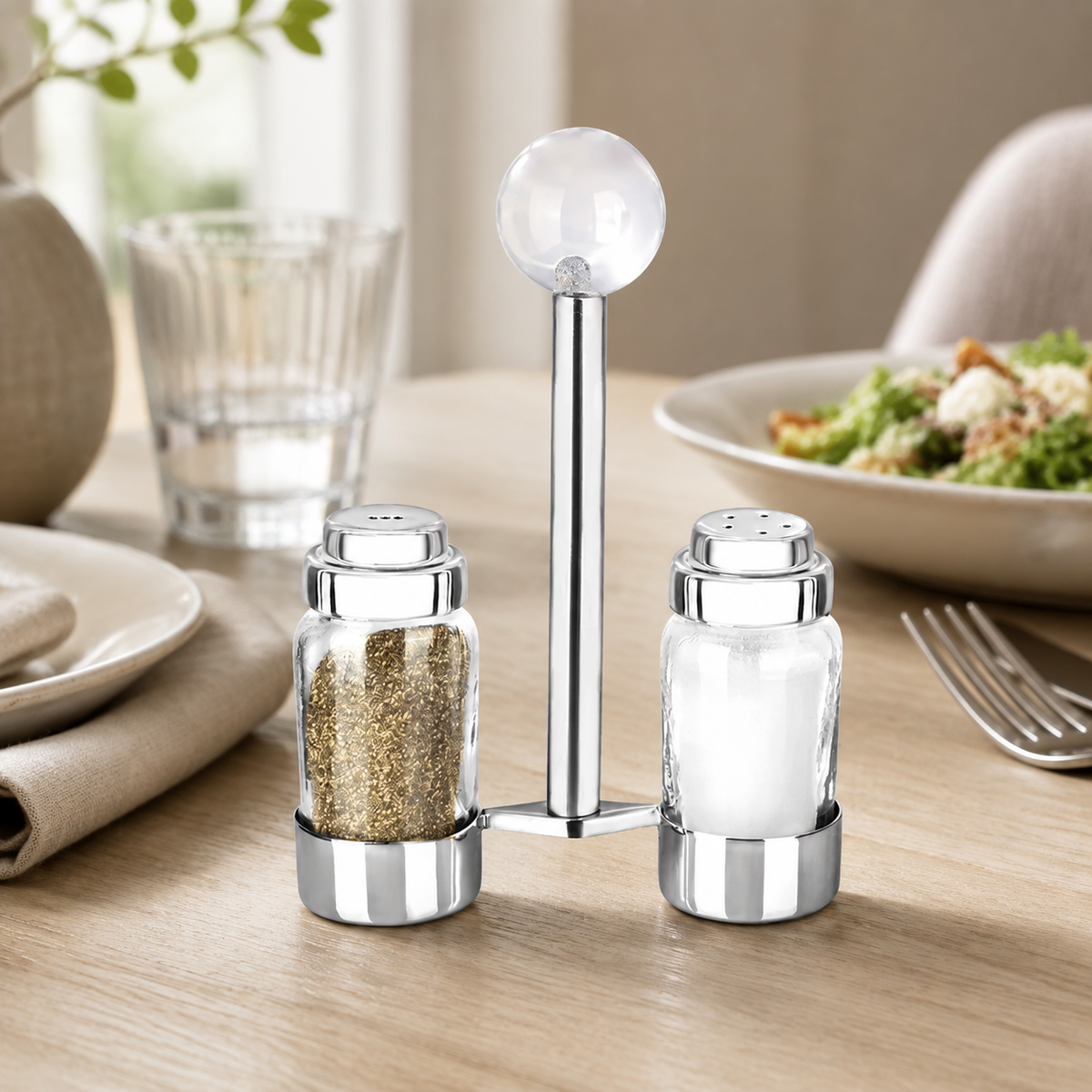 Salt and Pepper Shaker with Ball Detail- 5"L