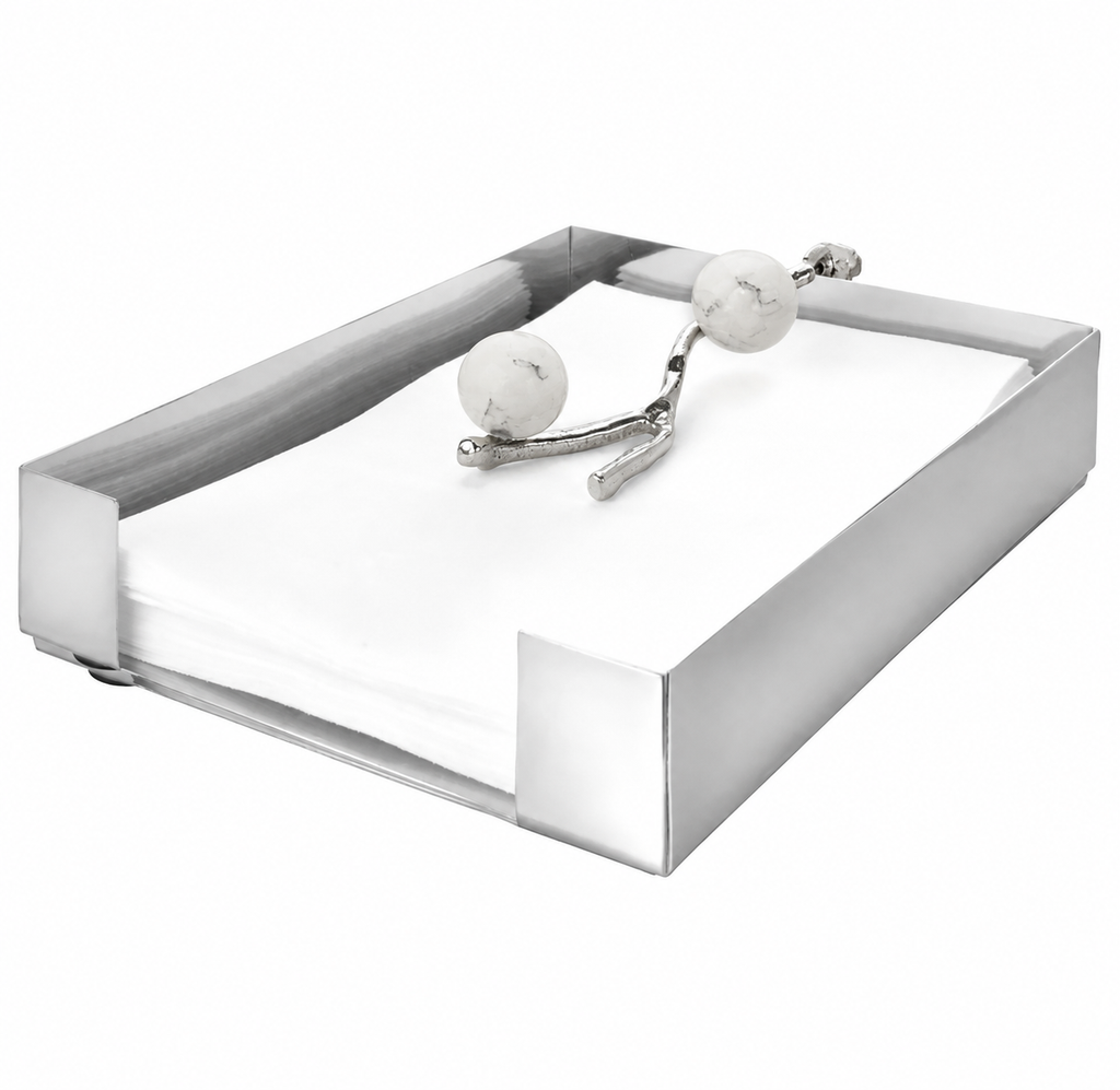 Tissue Holder Silver with Ball Legs - 9"L