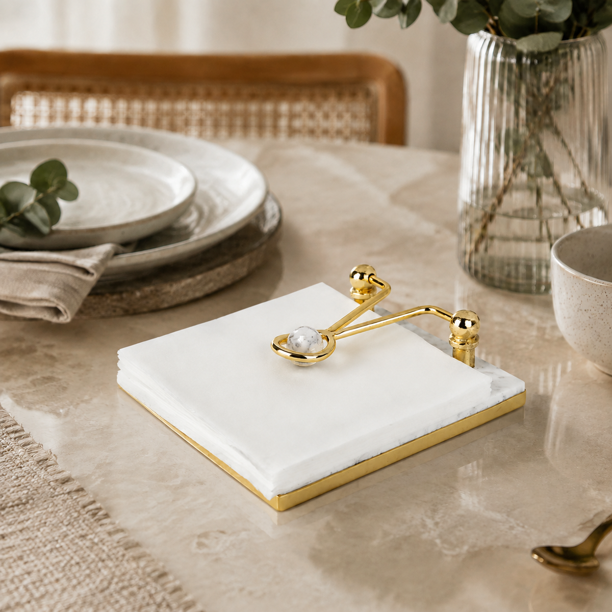 Square Napkin Holder with Ball Detail - 7.5"