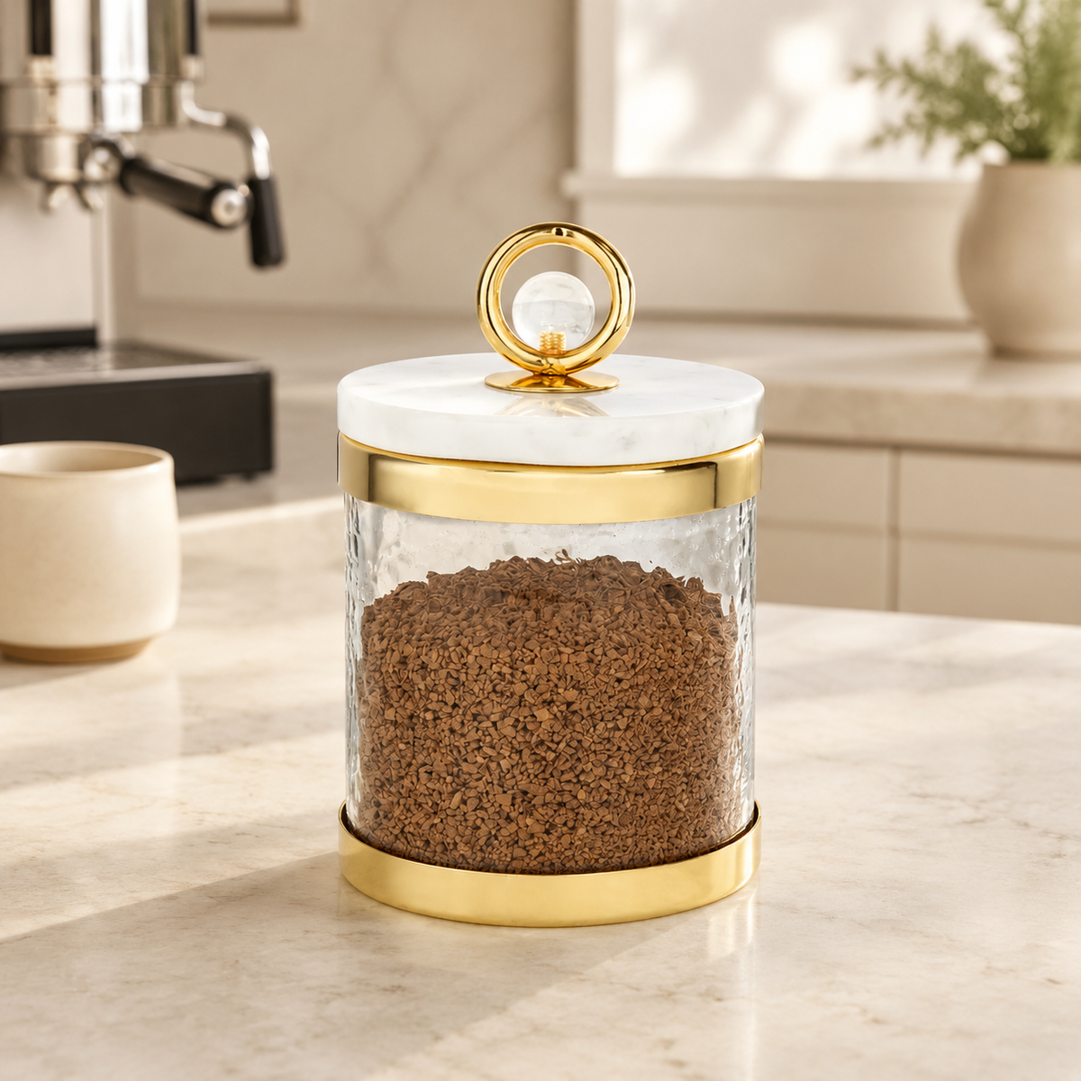 Canister with Marble Lid and Clear Ball Knob (3 Size Options)