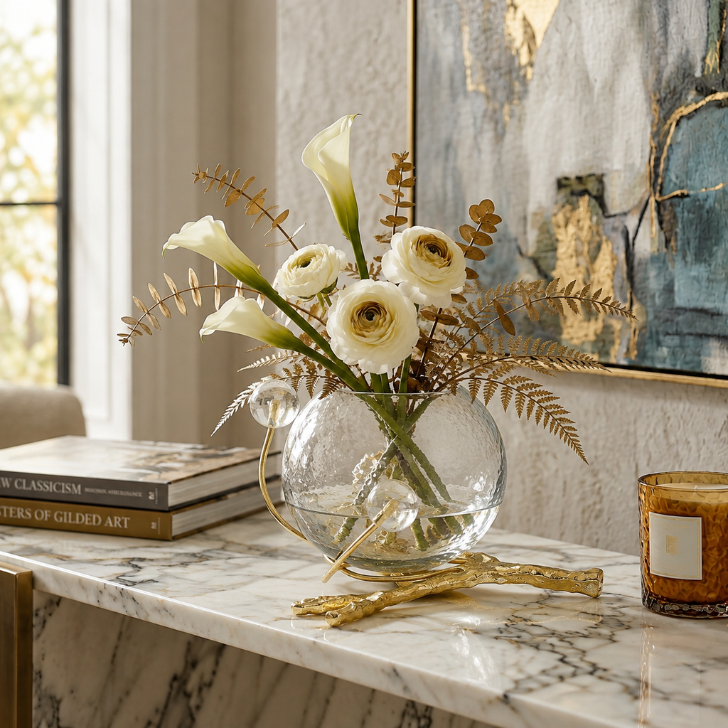 Branch Bowl Centerpiece with Ball Design - 8.3"