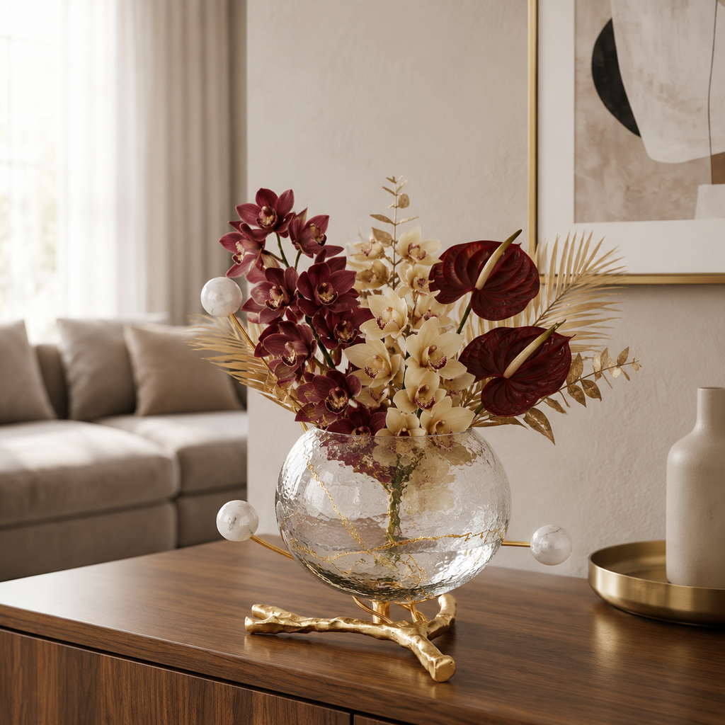 Branch Bowl Centerpiece with Ball Design - 8.3"