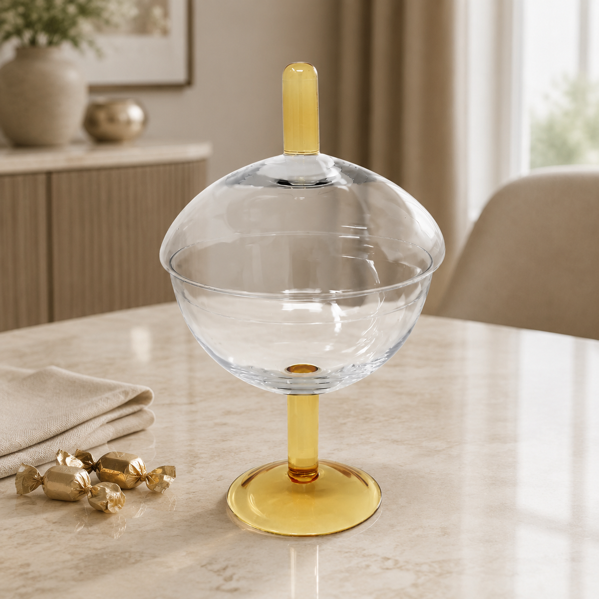 Jar with Gold Stem and Knob