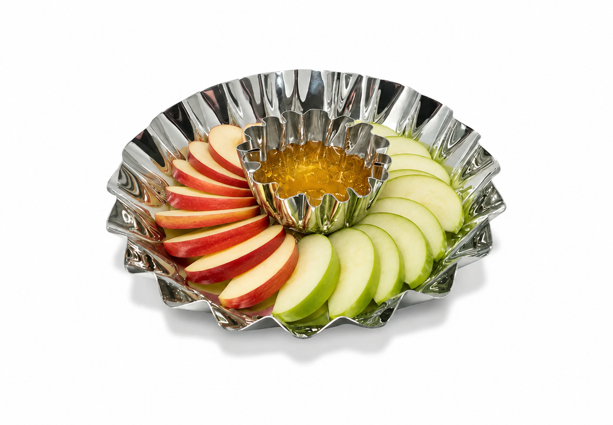 Stainless Steel Chip and Dip Bowl, 14.25"D