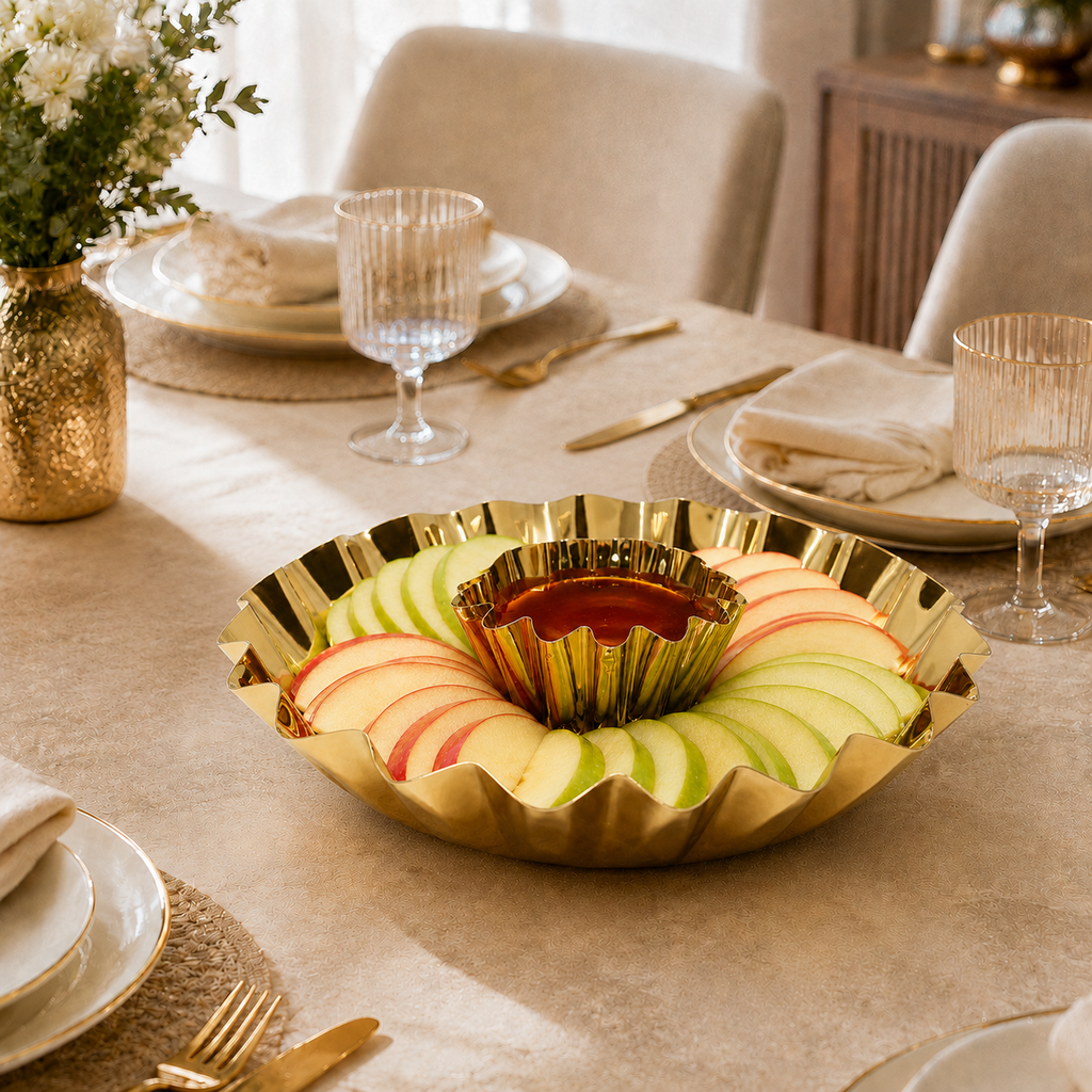 Stainless Steel Chip and Dip Bowl, 14.25"D