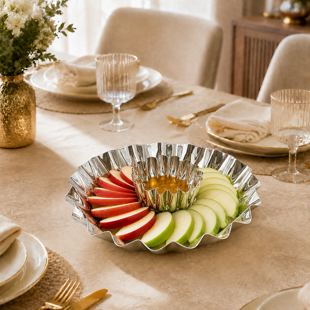 Stainless Steel Chip and Dip Bowl, 14.25"D