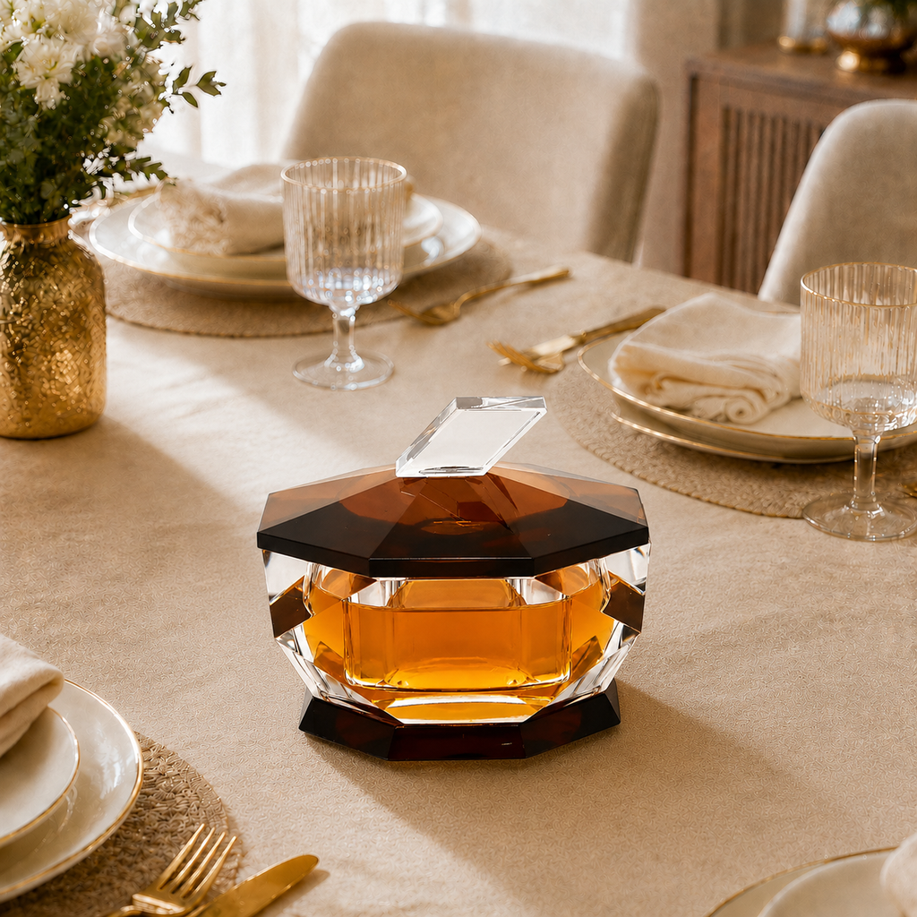 Crystal Candy Jar with Gold Base and Lid