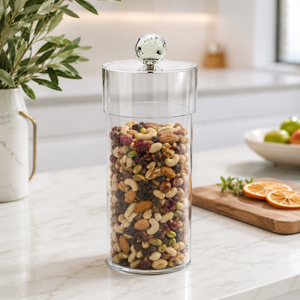 Acrylic Canister with Ball Knob, Available in 3 sizes