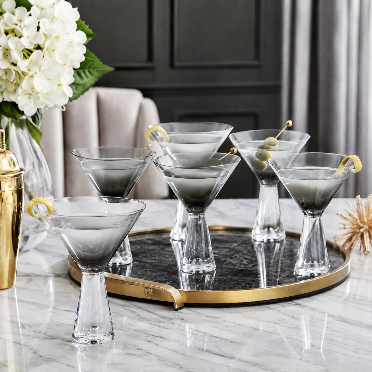 Set of 6 Ombré Smoke Martini Cups