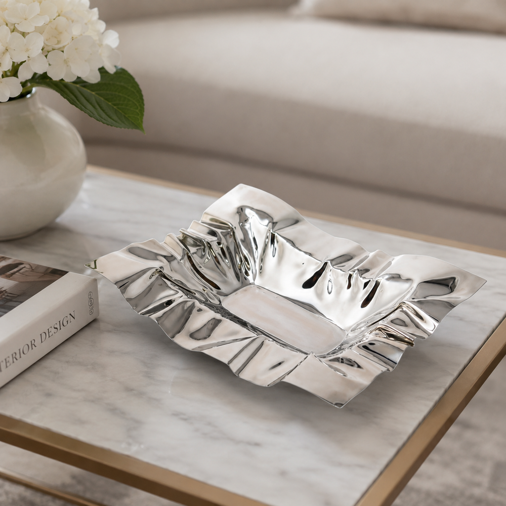 Rectangular Stainless Steel Crumpled Bowl