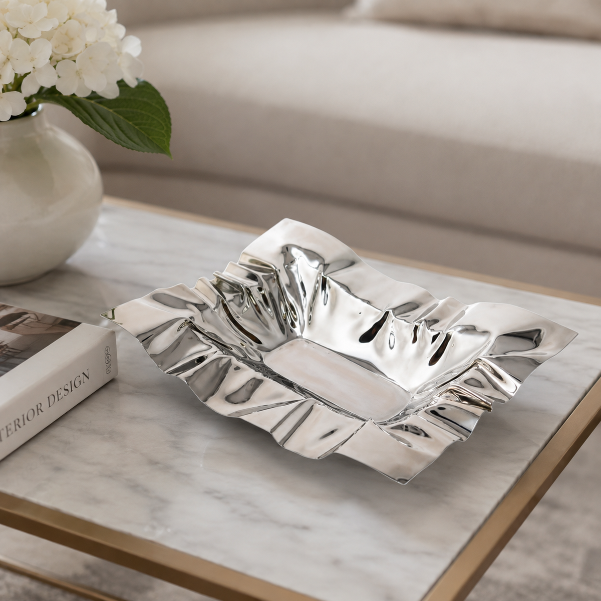 Rectangular Stainless Steel Crumpled Bowl