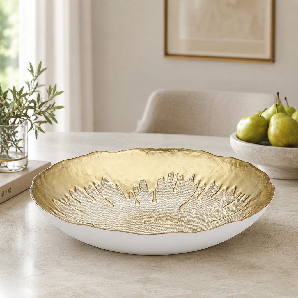 11.75"D Gold Dipped Salad Bowl