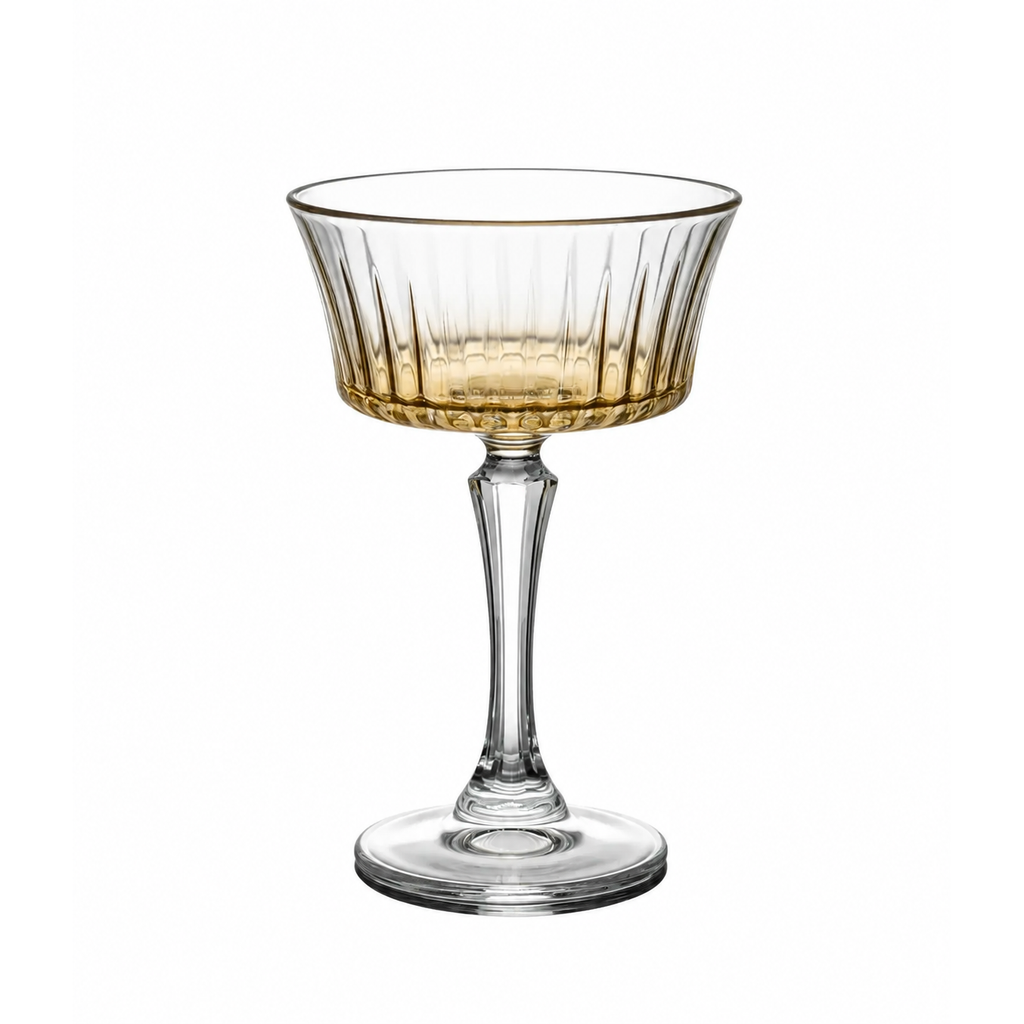 Set of 6 Timeless Martini Glasses with Amber Shade on Bottom