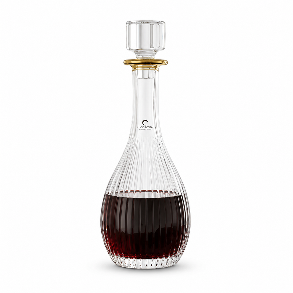 Liscio Ottico - Decanter with Linear Design and Gold Rim