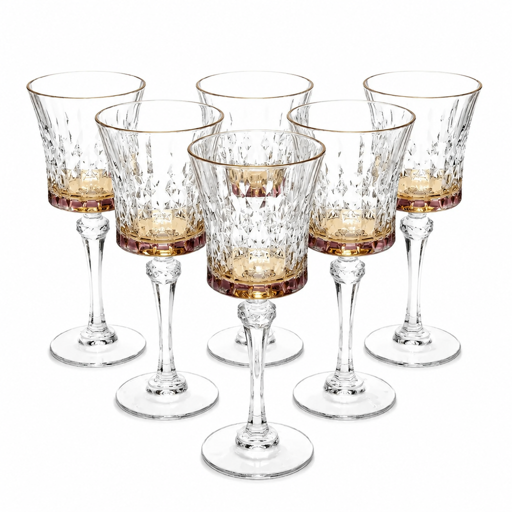 Liscio Ottico - Set of 6 Diamond Glasses with Smoked  Shade on the Bottom