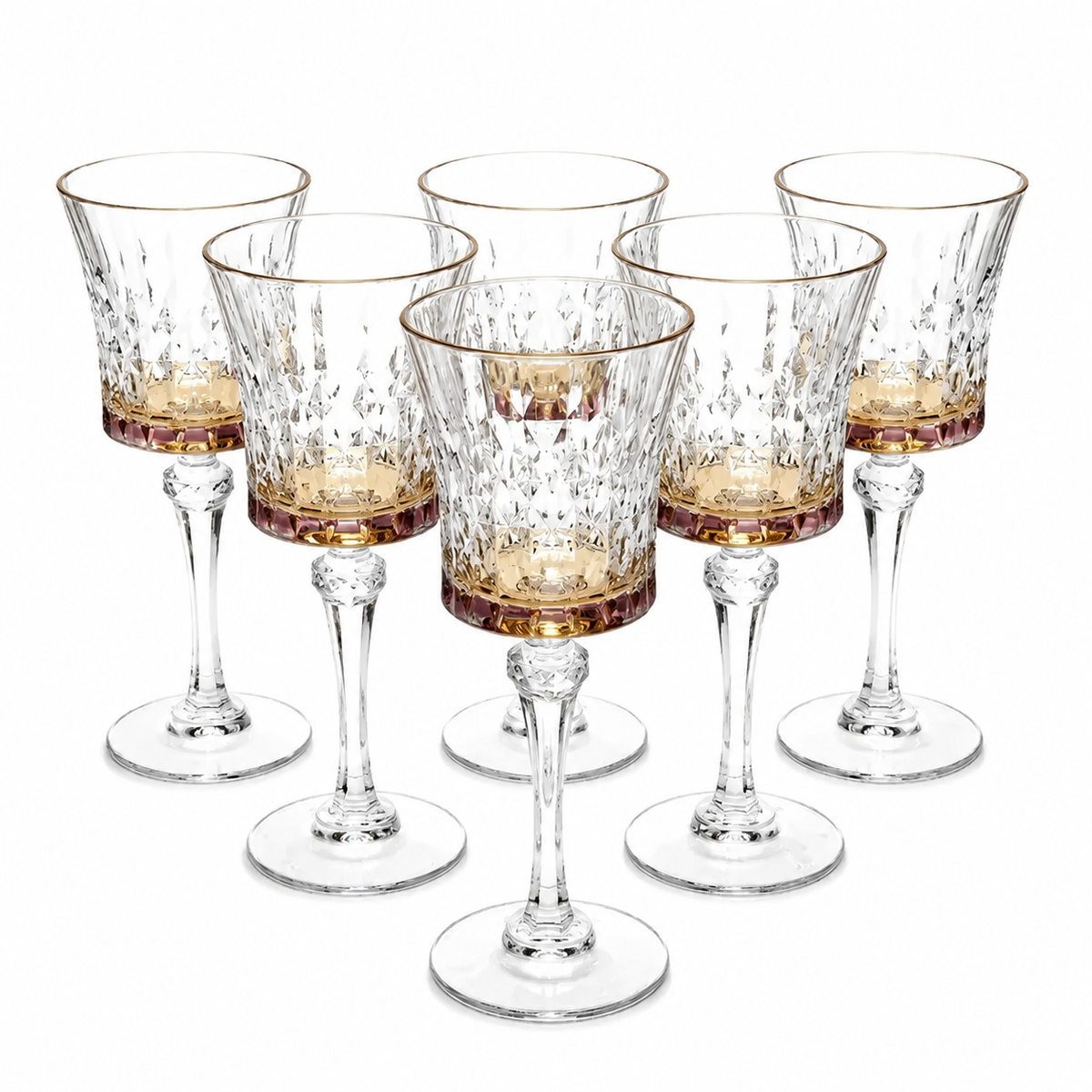Liscio Ottico - Set of 6 Diamond Glasses with Smoked  Shade on the Bottom