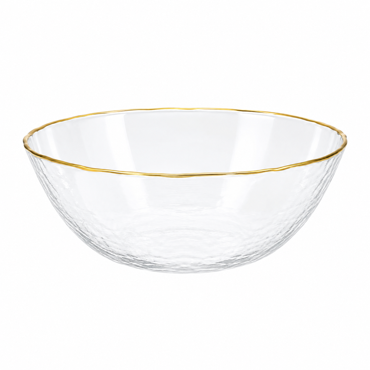 Clear Salad Bowl with Gold Rim - 11"D