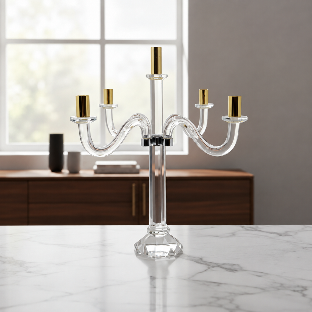 5 Light Candelabra with Gold or Silver Tip