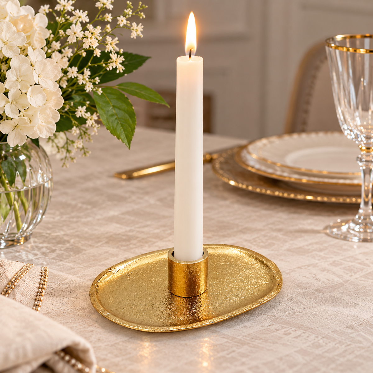 Flat Gold Candle Holder