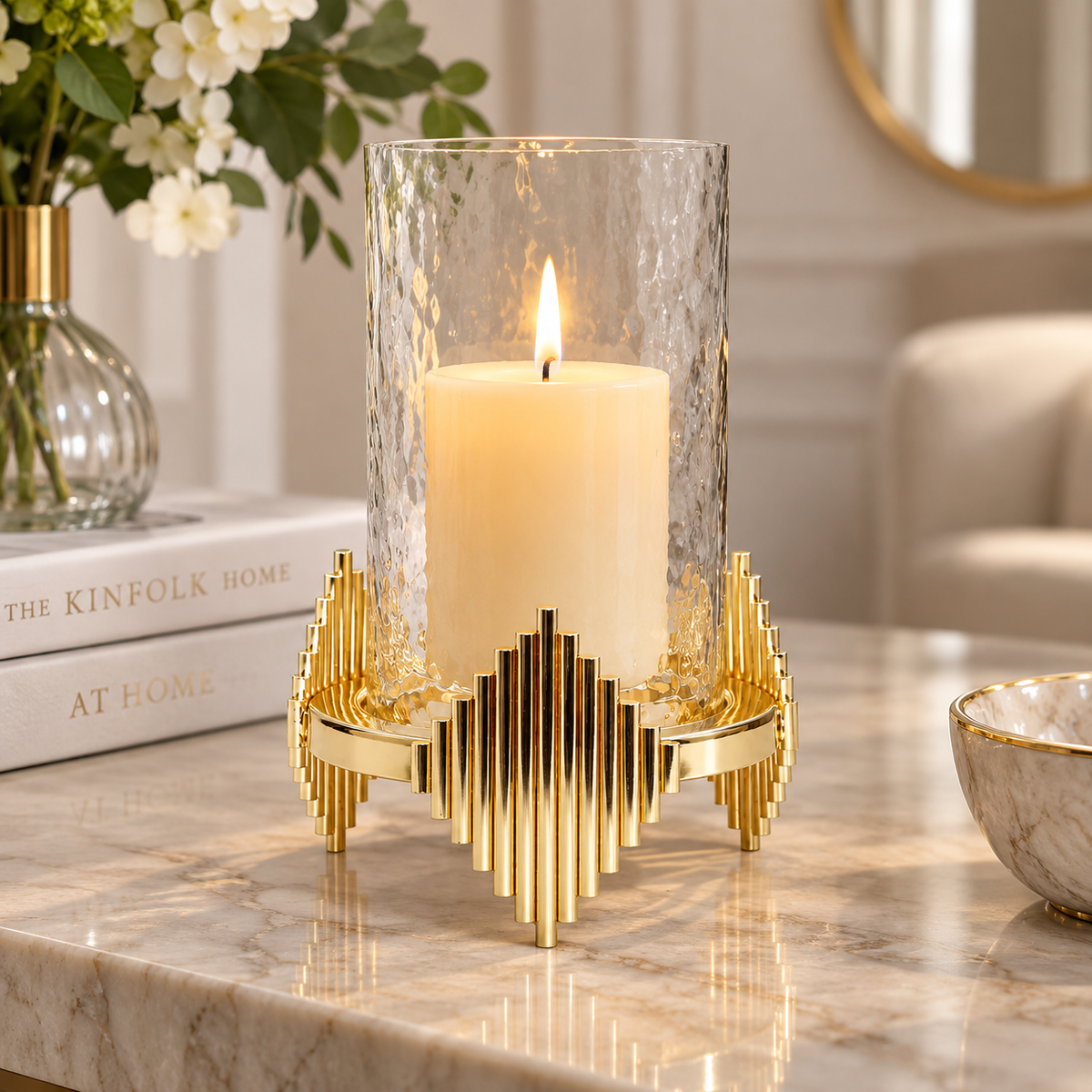 Medium Gold Design Candle Holder