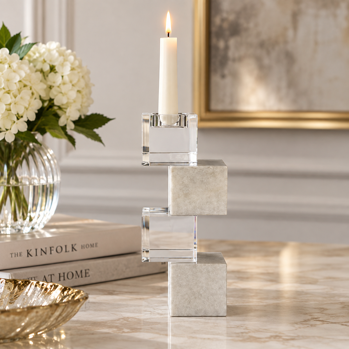 Block Candle Holder, 9.5"H