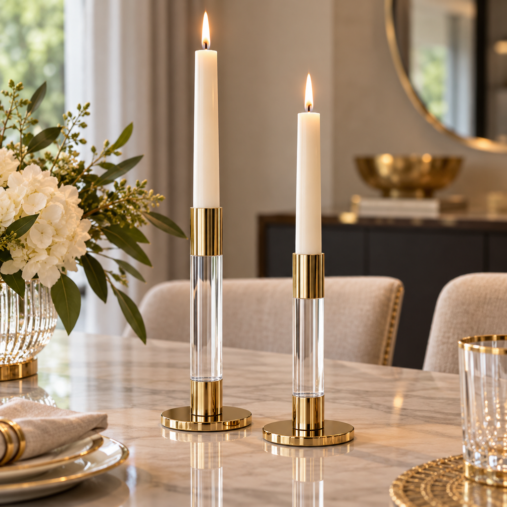 Tall Silver Candlestick 3"D (2 Sizes)