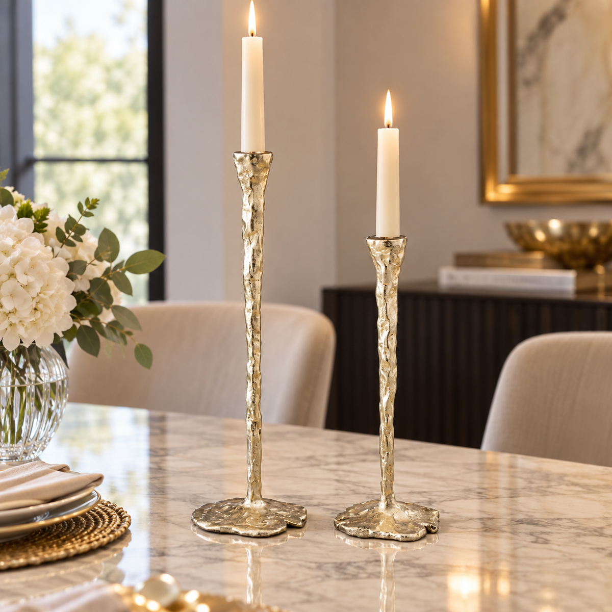 Gold Natural Taper Candle Holder, 2 sizes