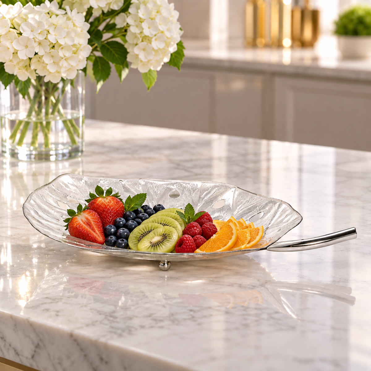 Stainless Steel Leaf Dish - 16"L
