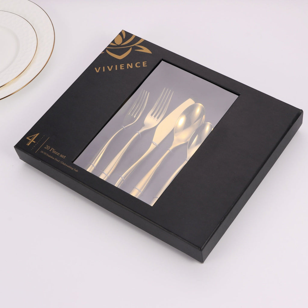 20 Pc Flatware Set with Wavy Handle (4 color options)