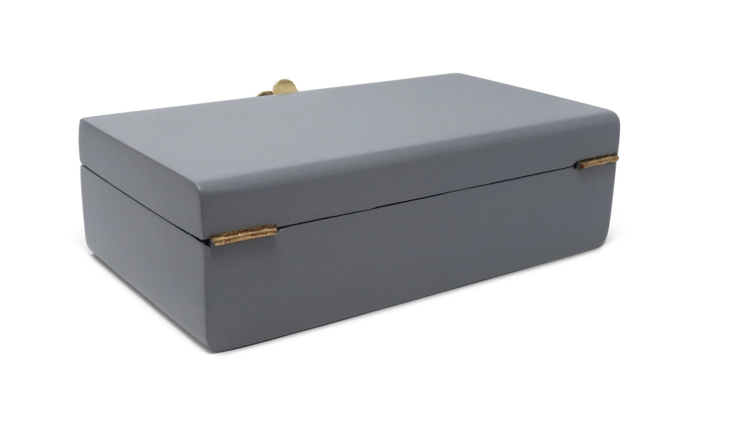 Grey Wood Decorative Box with Gold Flower Opener
