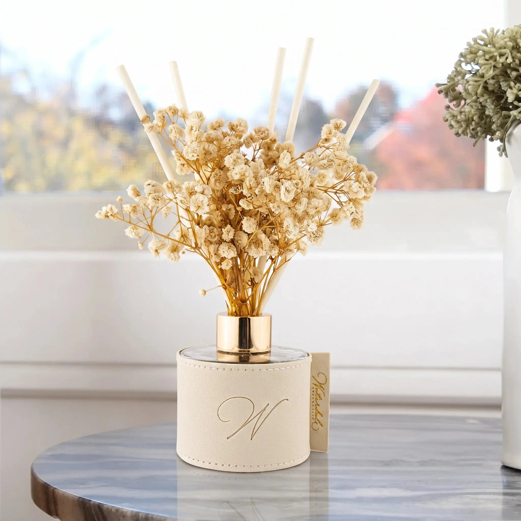 Taupe Leather Bloom Diffuser  by  Waterdale Collection