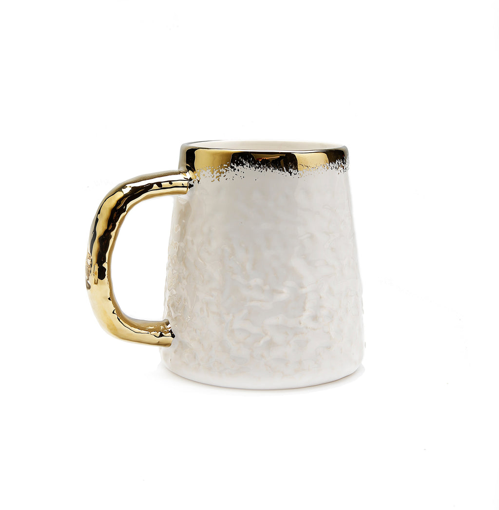 4 Piece White Dinner Set Speckled Gold Design