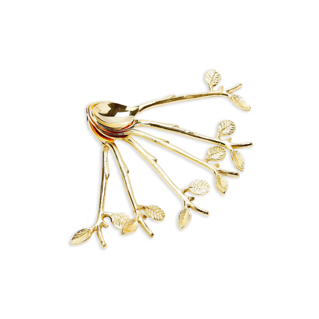 Gold Swan Dessert Spoon Holder with 6 Spoons