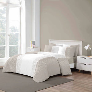 Dotted Stripes Taupe Duvet Cover Bedding Set