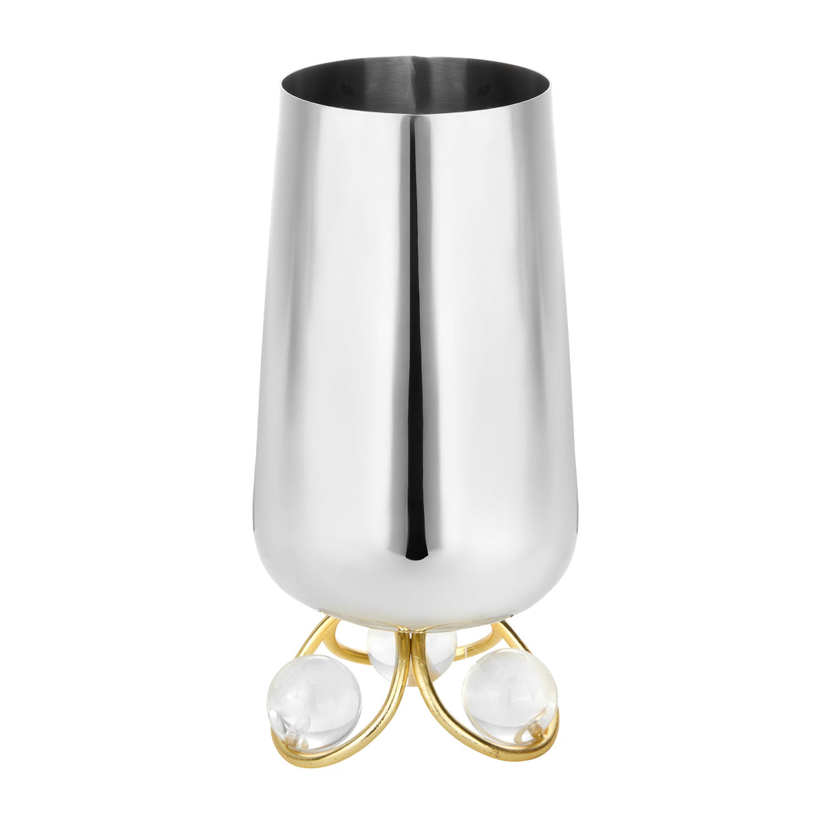 Silver Vase with Clear Ball Leg Base - 10.6"H