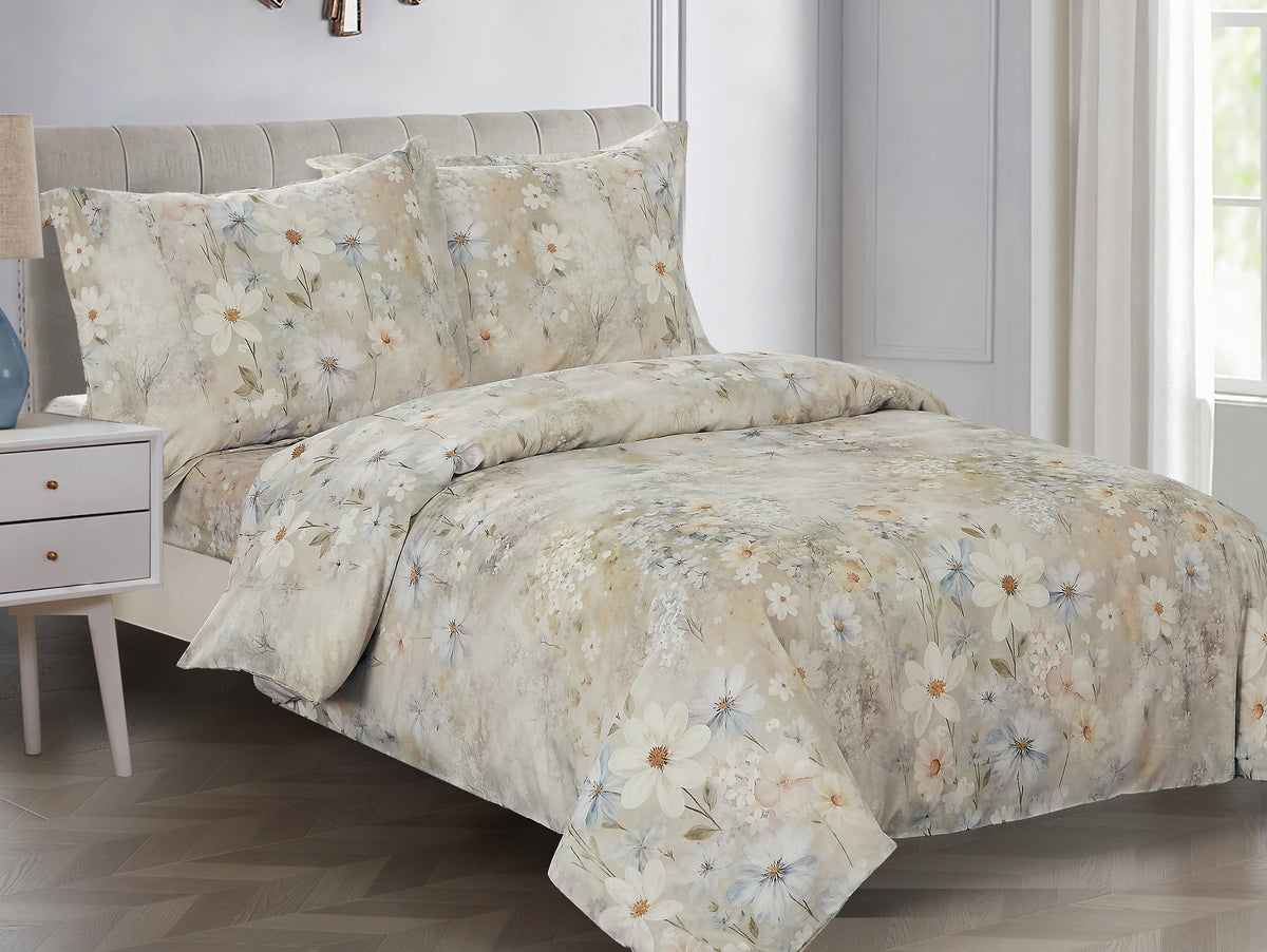 White Bloom Duvet Cover Bedding Set