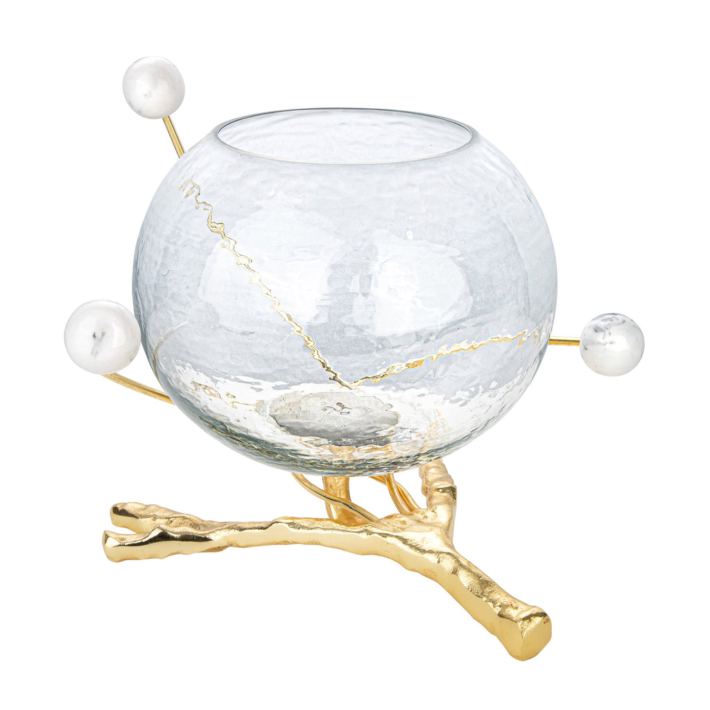 Branch Bowl Centerpiece with Ball Design - 8.3"